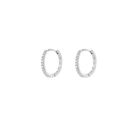 Pair of Tiny Silver CZ Huggie Hoops