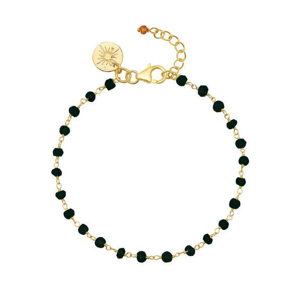 Black Onyx Bracelet with Specitite Orange Garnet