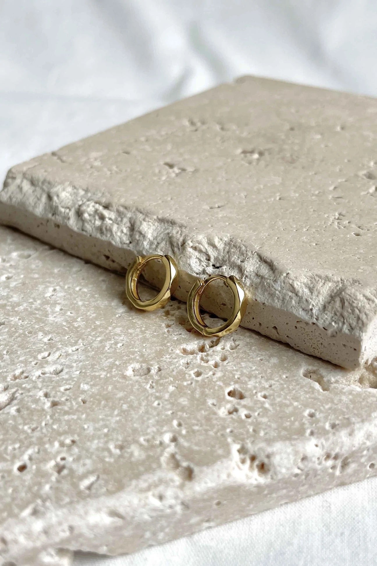 Gold Vermeil Facetted Geometric Huggie Hoops