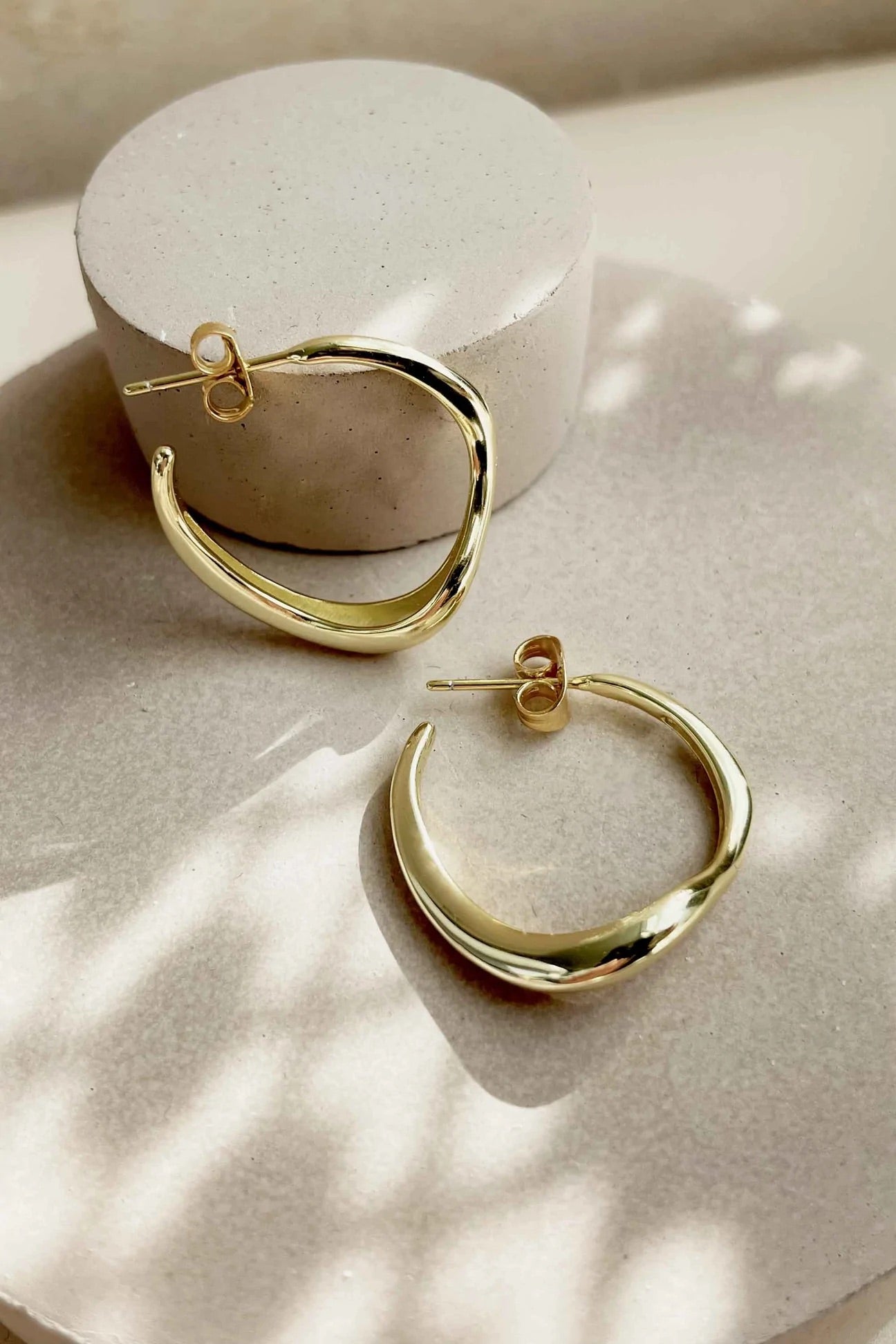 Gold Vermeil Organic Shaped Molten Hoops