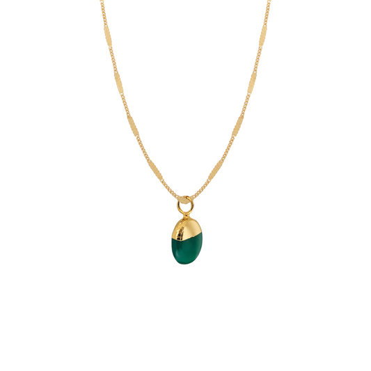Green Onyx and Gold Pebble Pendant