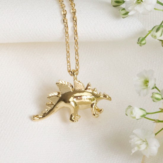 Gold Stegosaurus Dinosaur Pendant