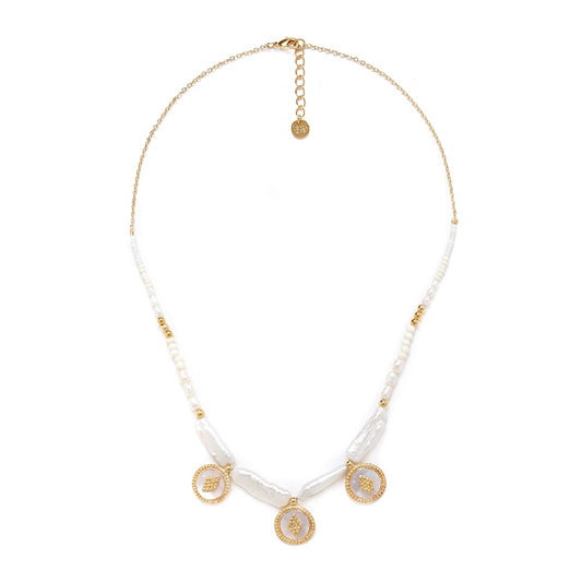 Ally Pearl Disc Statement Necklace