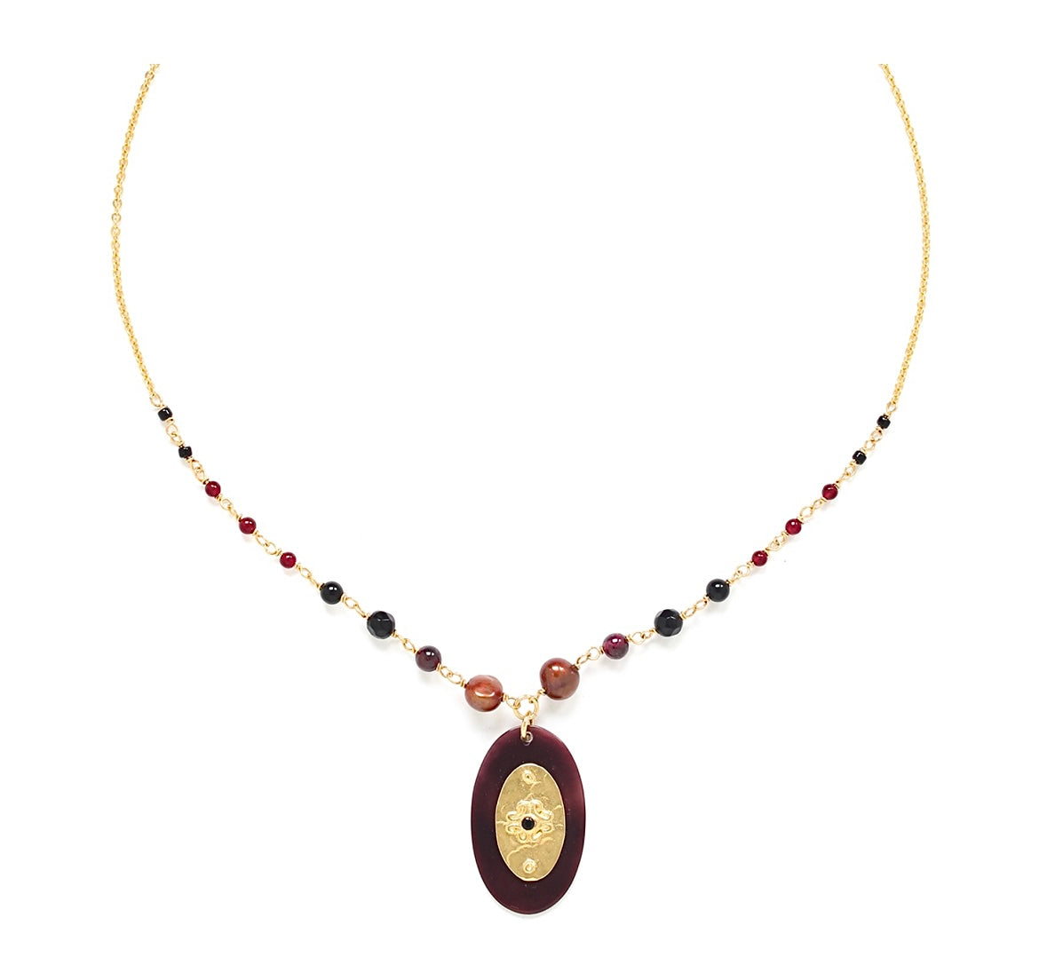 Melany Oval Pendant Necklace