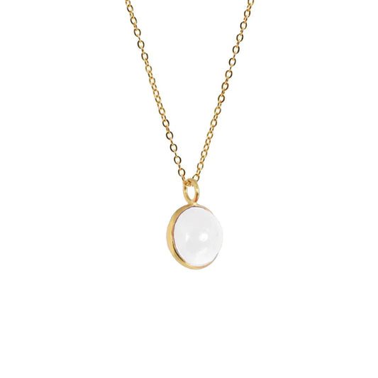Rock Crystal Ball Pendant on Gold Simple Chain