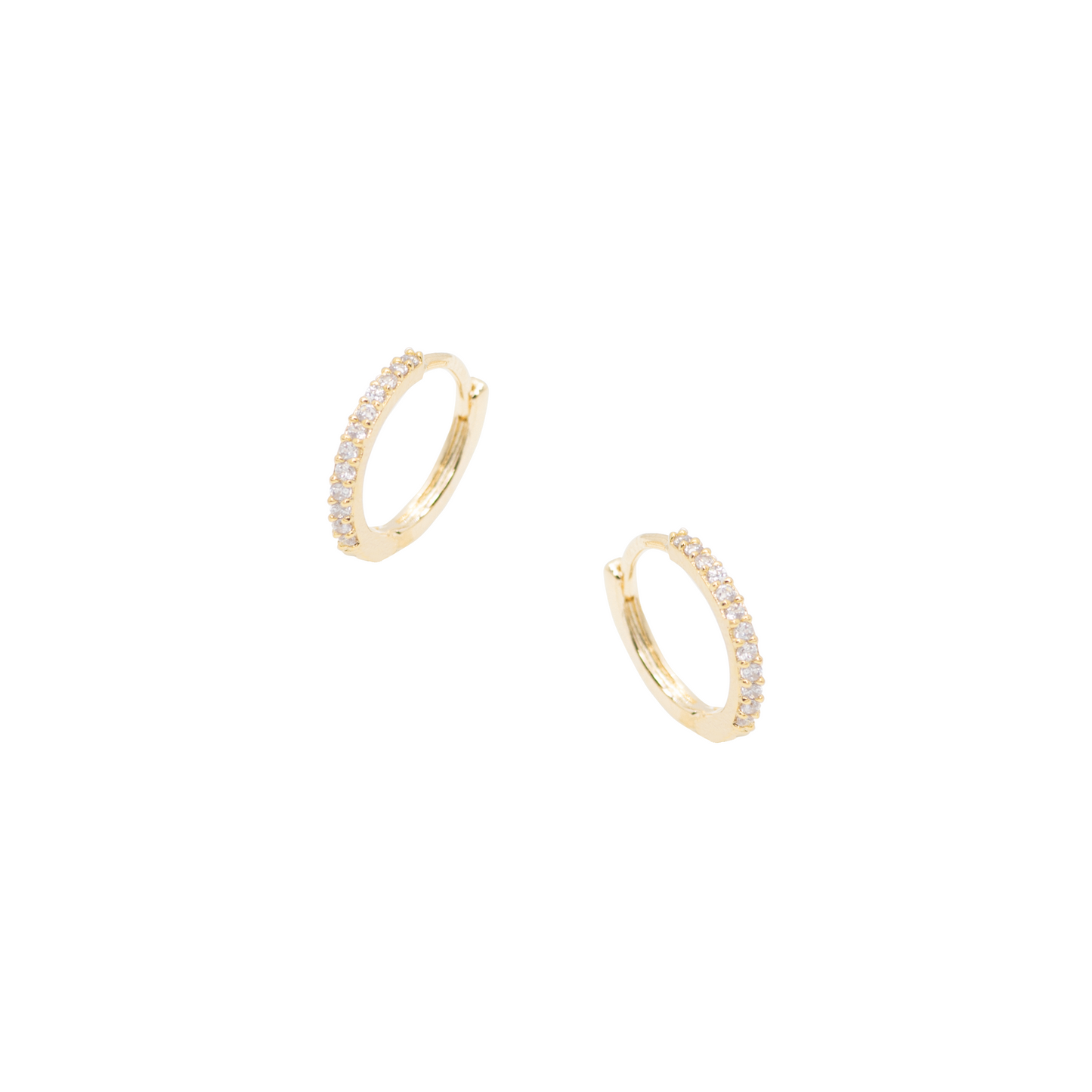 Pair of Thin Small Gold CZ Hoops