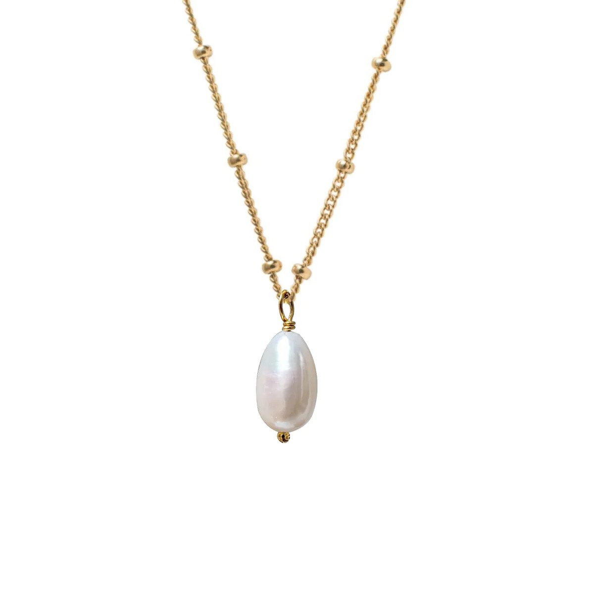 Freshwater Pearl Pendant on Gold Biba Chain