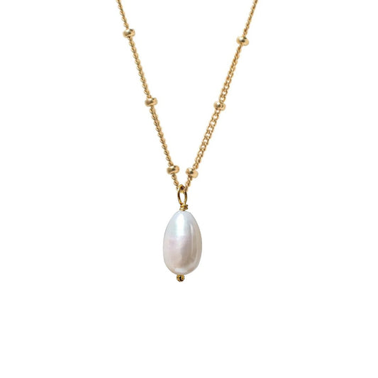 Freshwater Pearl Pendant on Gold Biba Chain